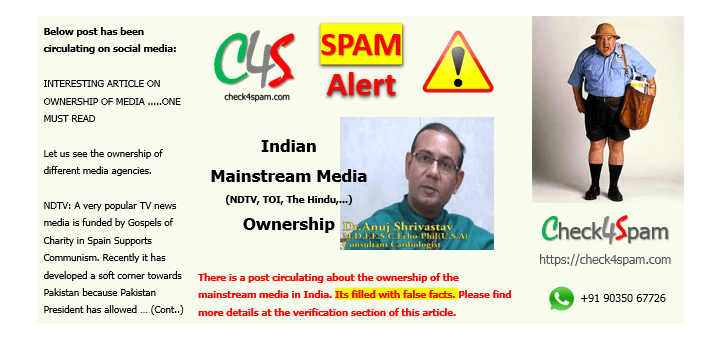 Indian Mainstream Media Ownership hoax