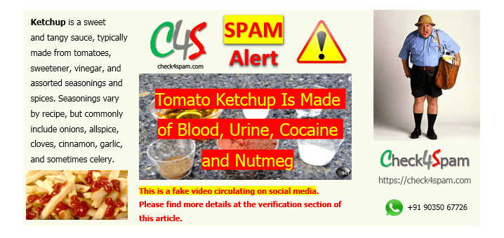 tomato ketchup ingredients blood urine cocaine nutmeg hoax