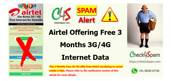 Airtel free 3 months 3g-4g offer scam