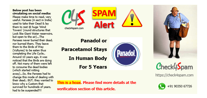 paracetamol stays for 5 years in human body