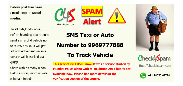 SMS to 9969777888 to track Auto Taxi CLOSED