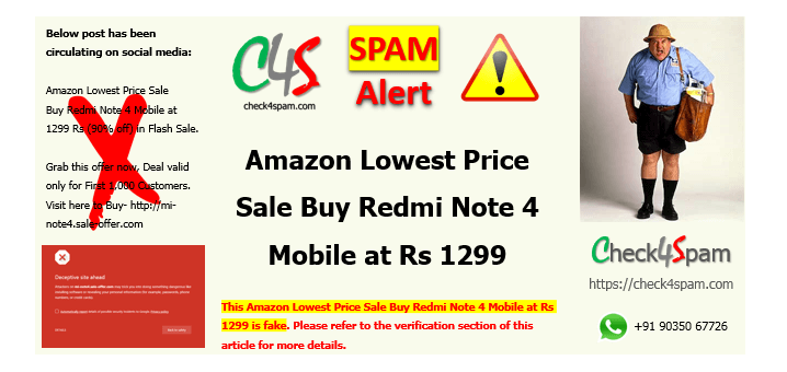 amazon lowest price sale redmi note4 rs 1299 scam