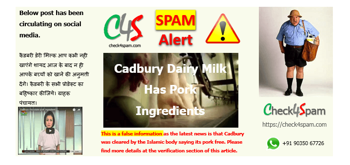 cadbury dairy-milk pork ingredients hoax