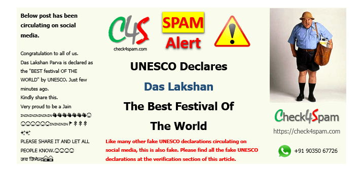 UNESCO Declares Das Lakshan Best Festival hoax