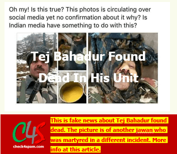 Tej bahadur found dead hoax
