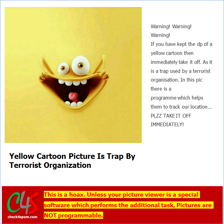 yellow cartoon picture programmable trap terrorist organisation hoax