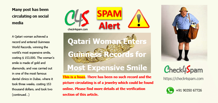 qatari woman guinness record expensive smile spam