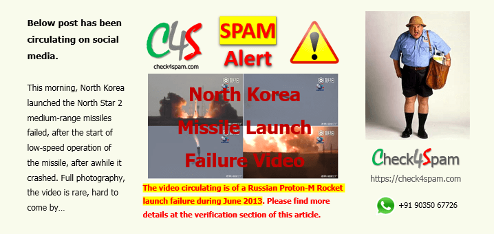 north korea missile launch failure video spam