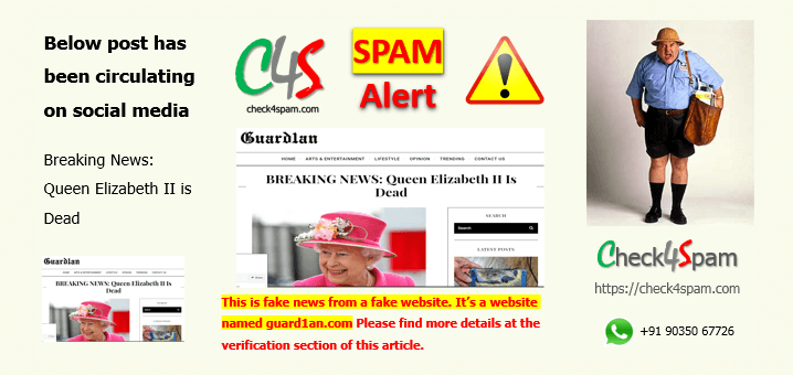 Queen Elizabeth II dead spam