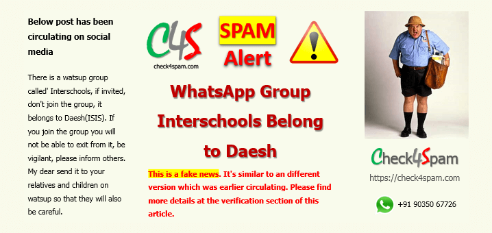 WhatsApp group Interschools daesh Spam