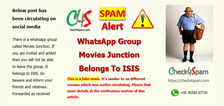 WhatsApp group Movies Junction ISIS Spam