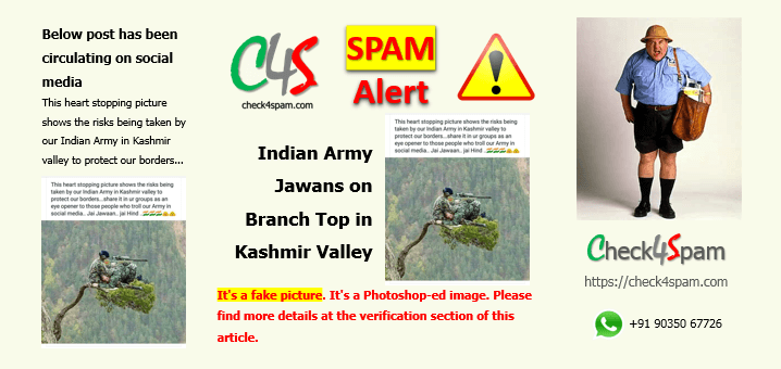 Indian army jawans branch top Kashmir valley Spam