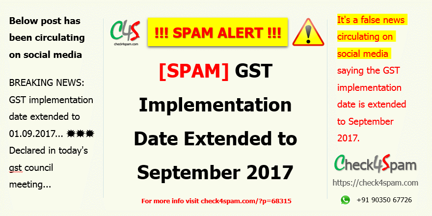 GST implementation date extended september 2017 - SPAM