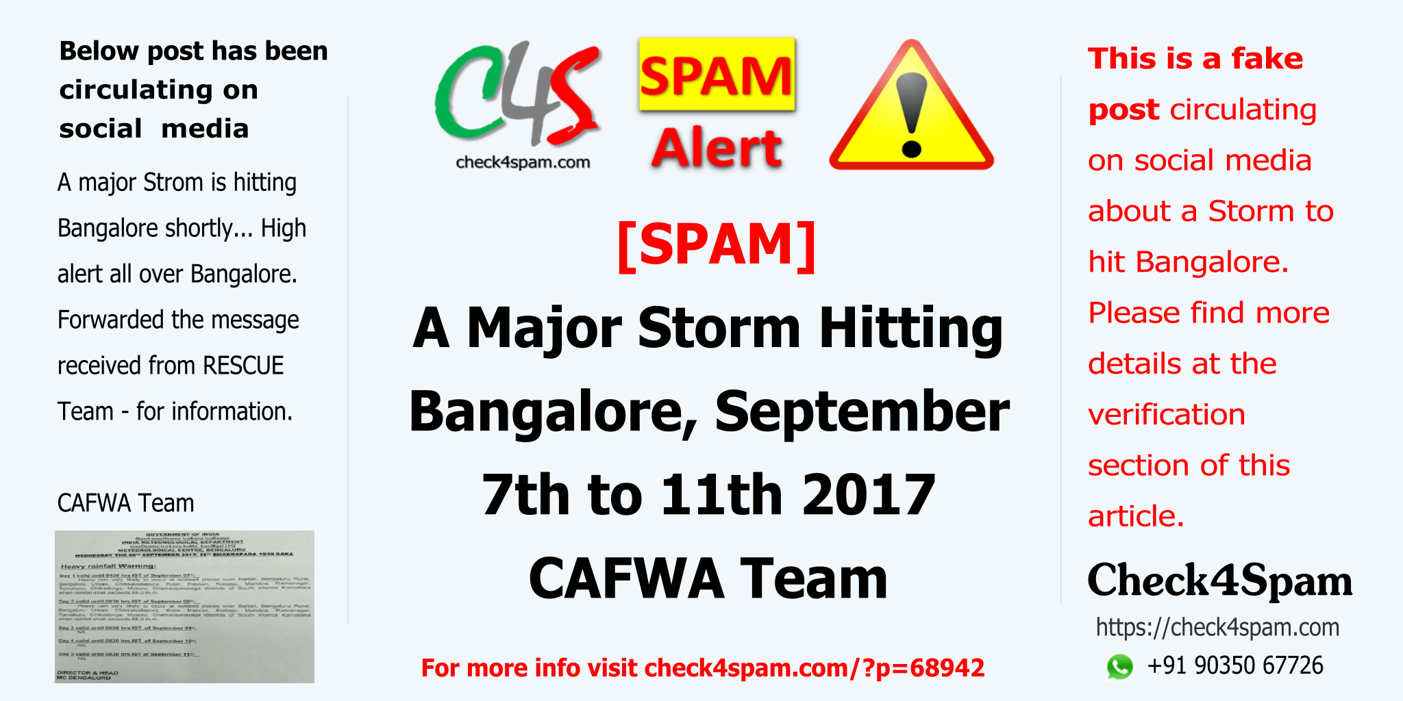 A Major Storm Hitting Bangalore CAFWA Team - SPAM