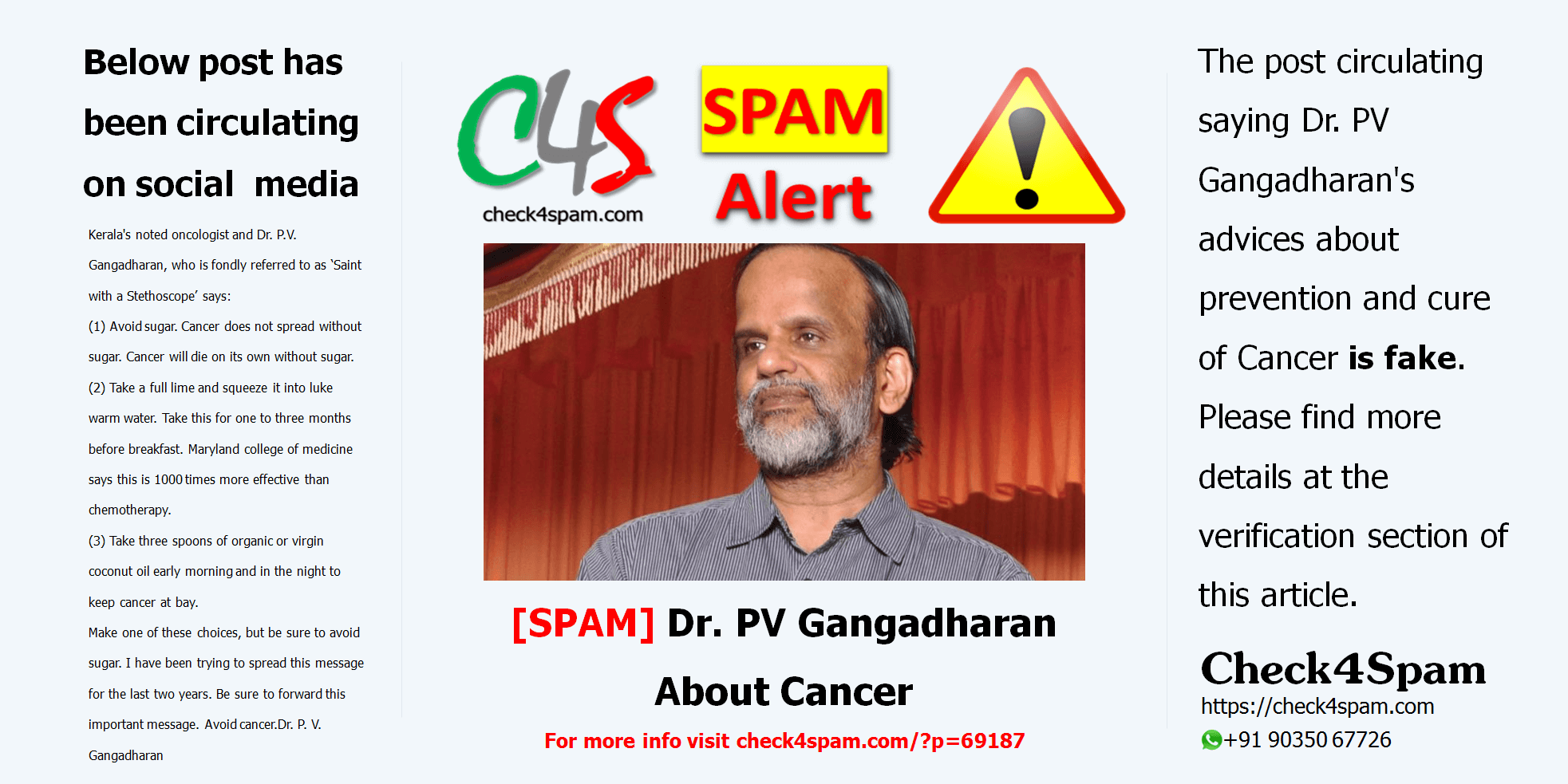 dr pv gangadharan cancer