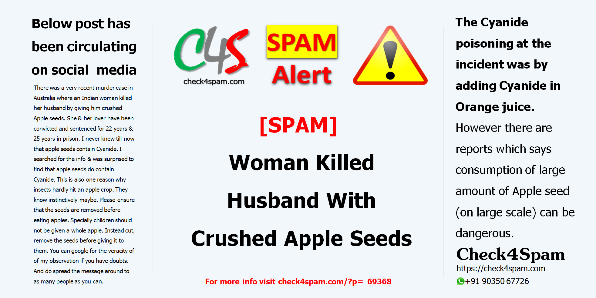 Woman Killed Husband With Crushed Apple Seeds - SPAM