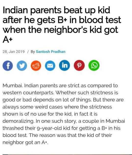 Indian Parent Beat Up Child for B+ - Fake