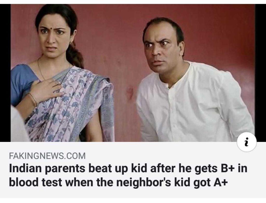Indian Parent Beat Up Child for B+ - Fakingnews