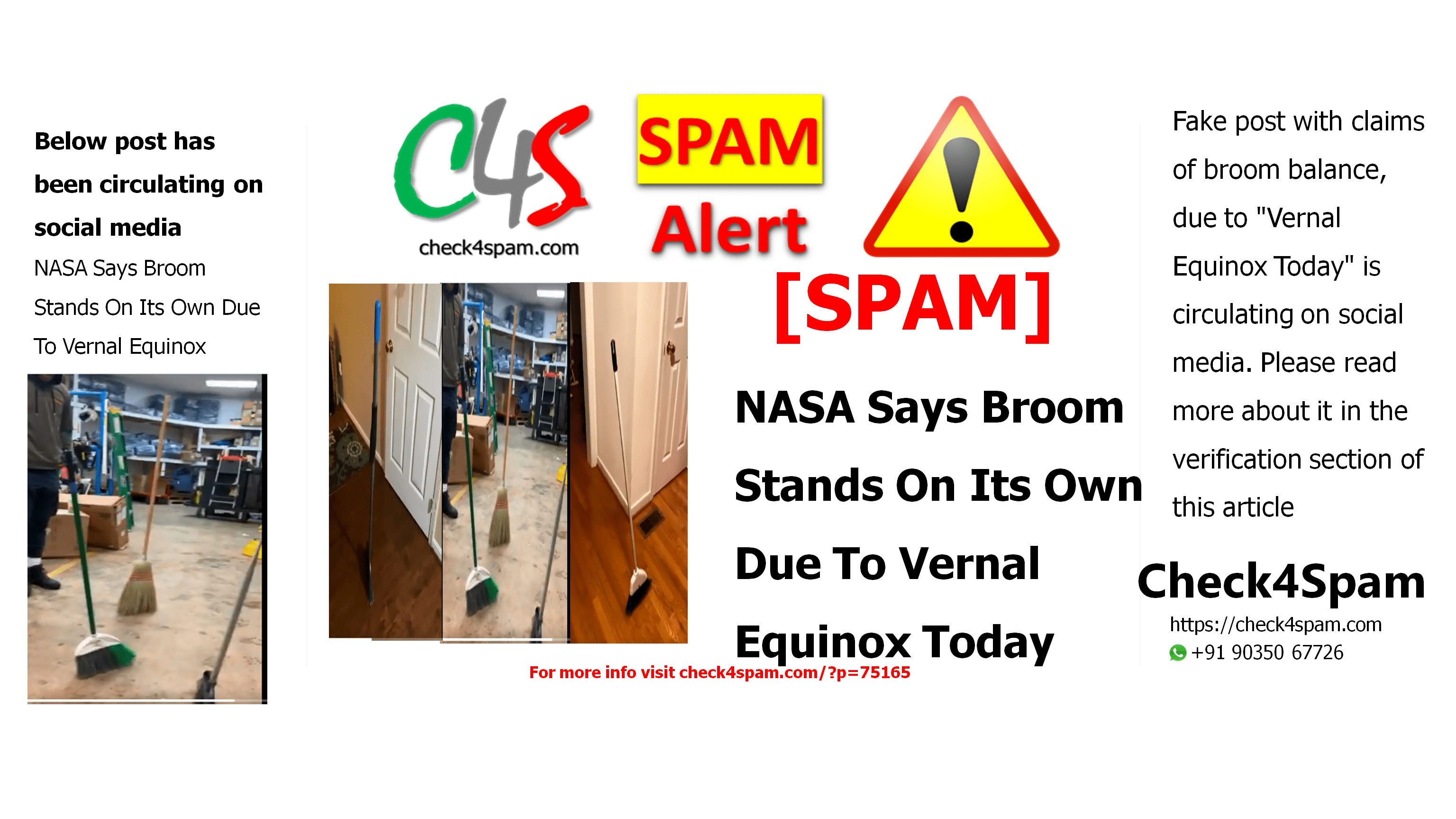 NASA Says Broom Stands On Its Own Due To Vernal Equinox Today