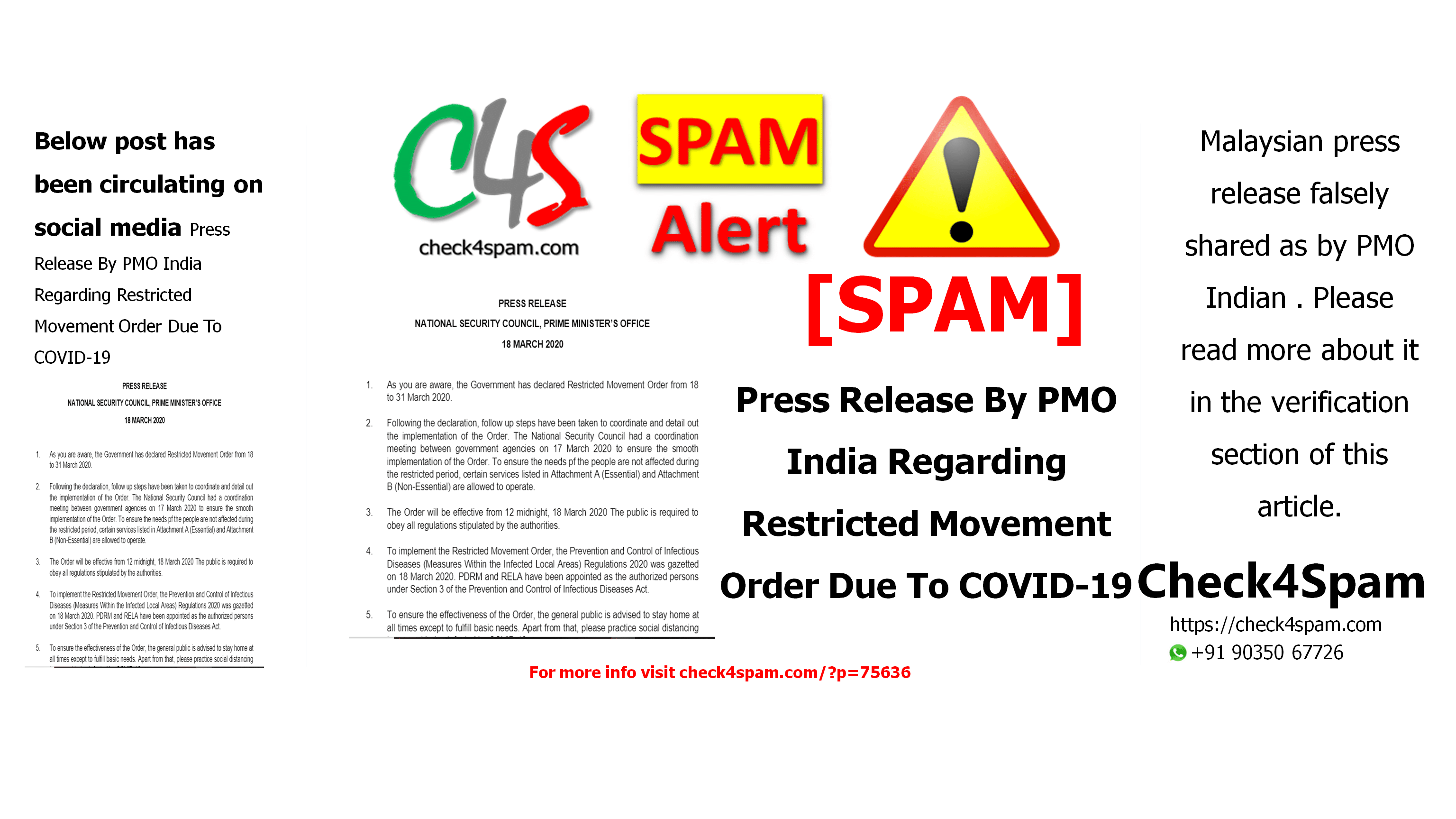 Press Release By PMO India Regarding Restricted Movement Order Due To COVID-19