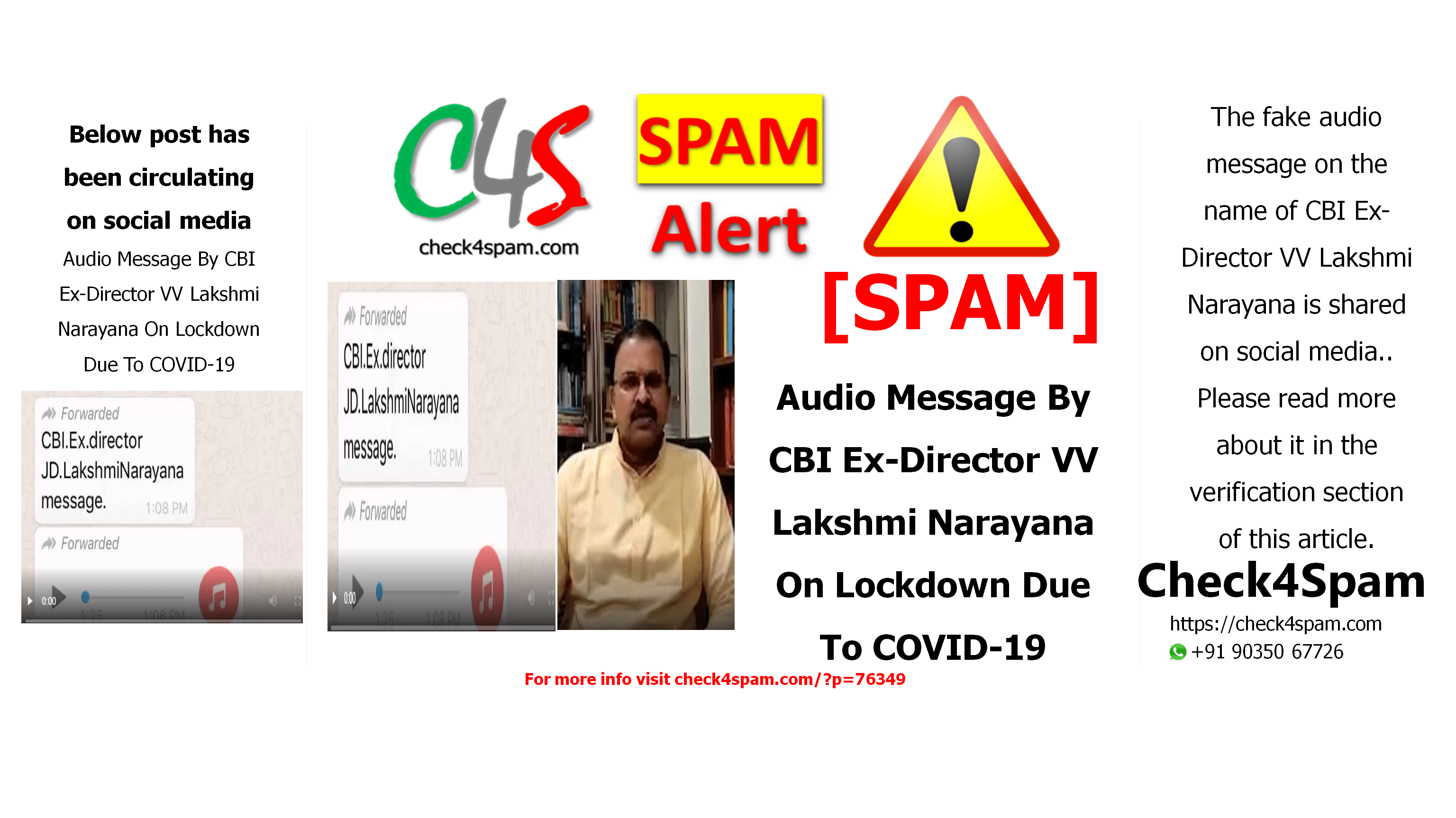 Audio Message By CBI Ex-Director VV Lakshmi Narayana On Lockdown Due To COVID-19