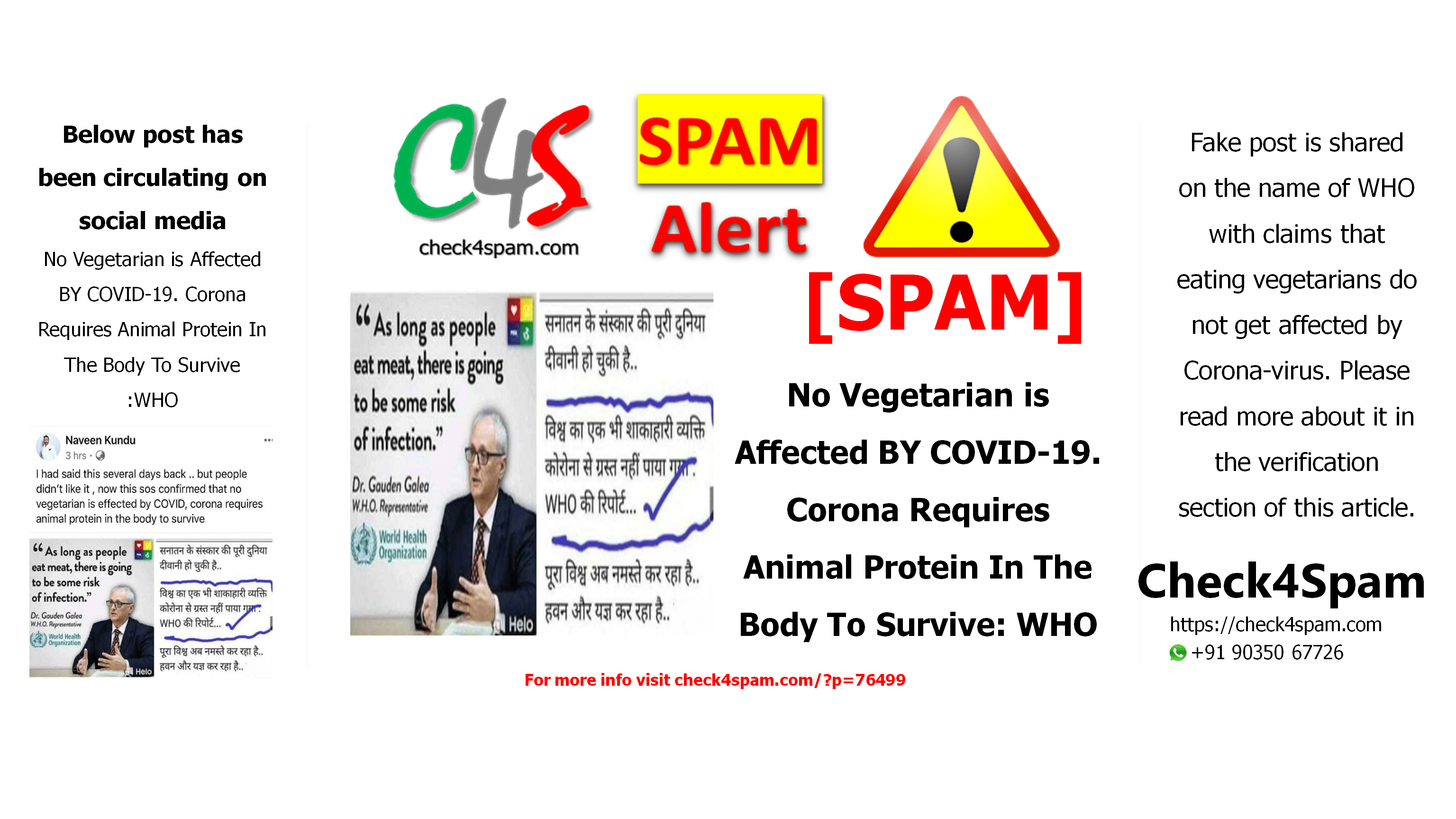 No Vegetarian is Affected BY COVID-19. Corona Requires Animal Protein In The Body To Survive: WHO