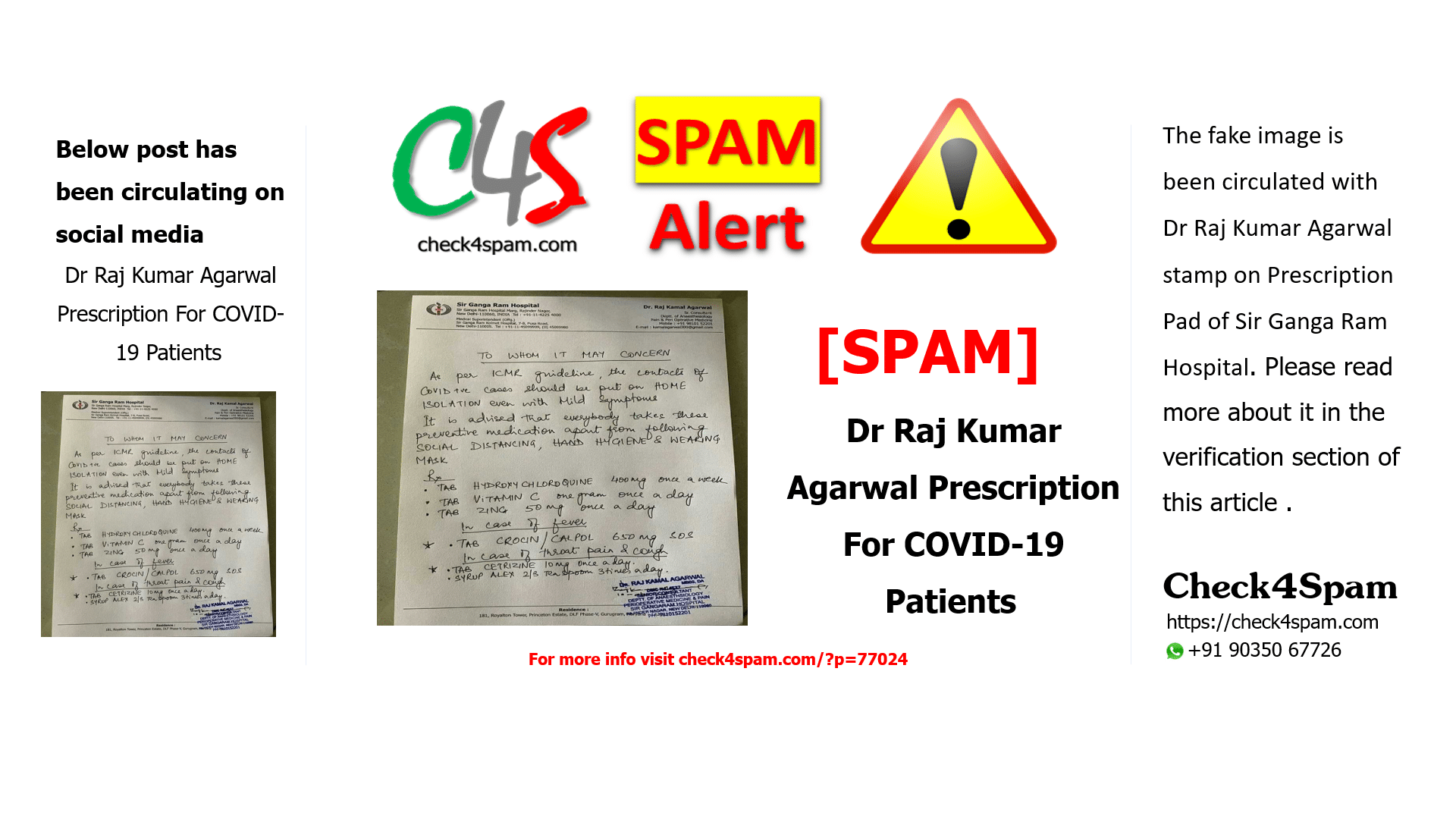 Dr Raj Kumar Agarwal Prescription For COVID-19 Patients