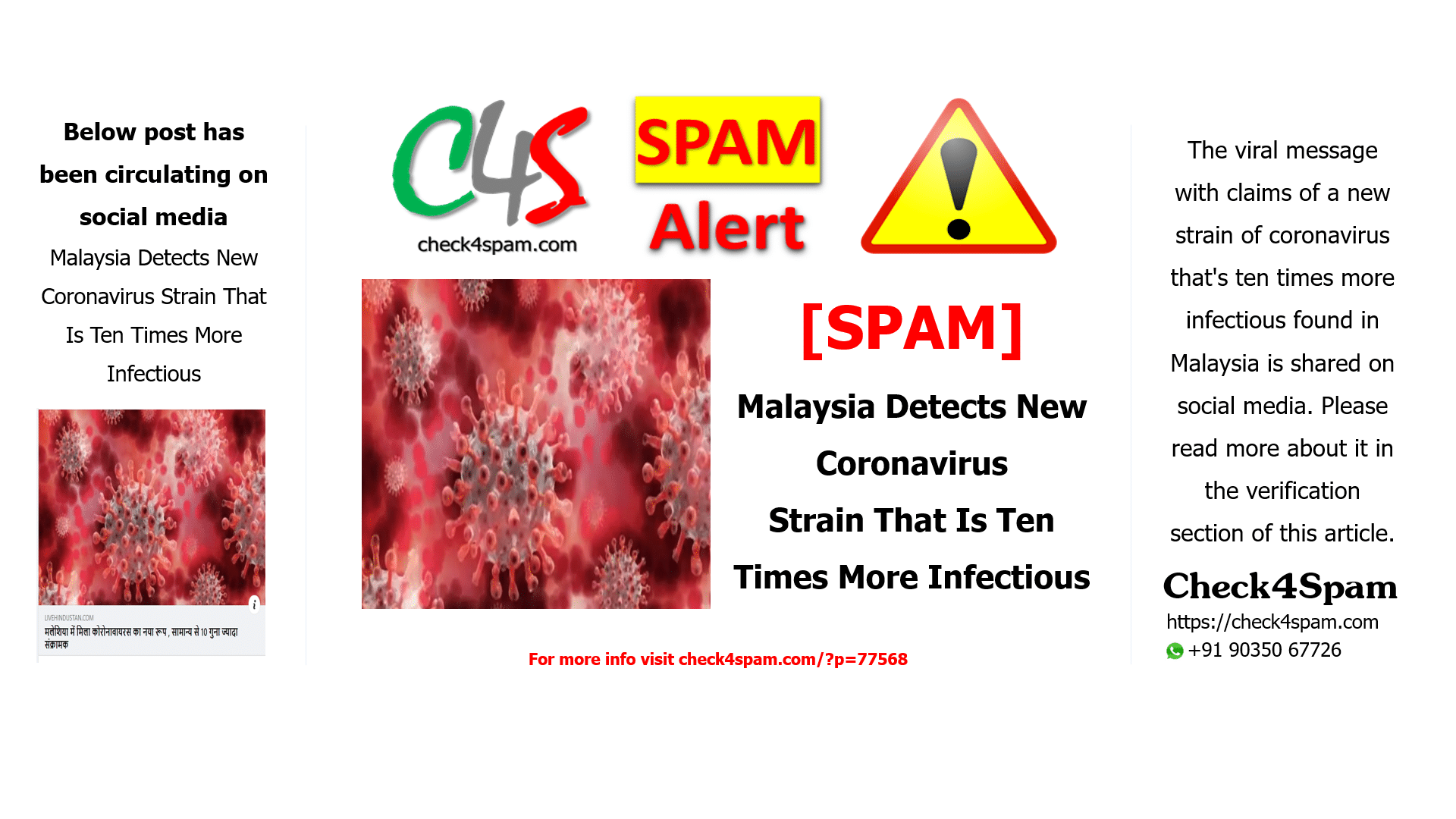 Malaysia Detects New Coronavirus Strain That Is Ten Times More Infectious