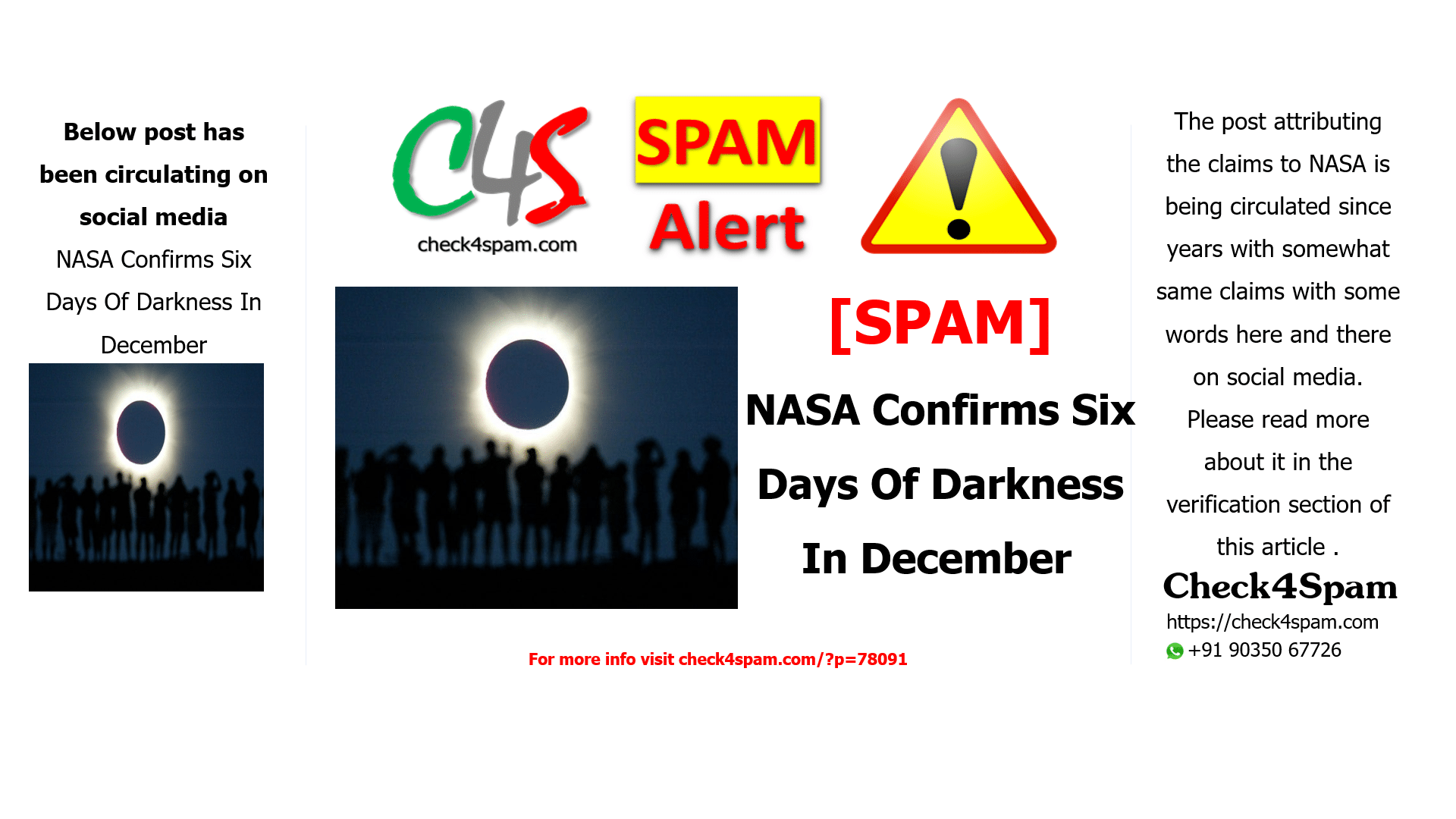 NASA Confirms Six Days Of Darkness In December