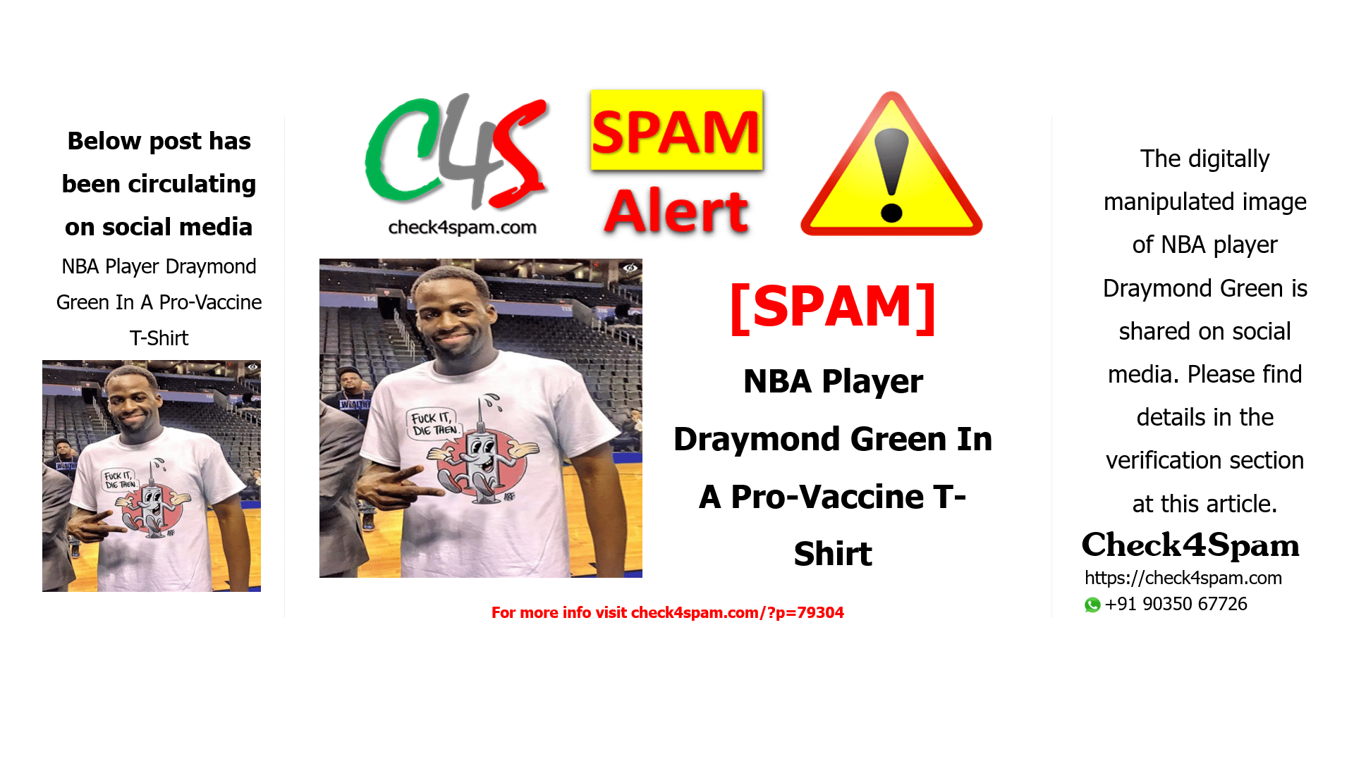 NBA Player Draymond Green In A Pro-Vaccine T-Shirt