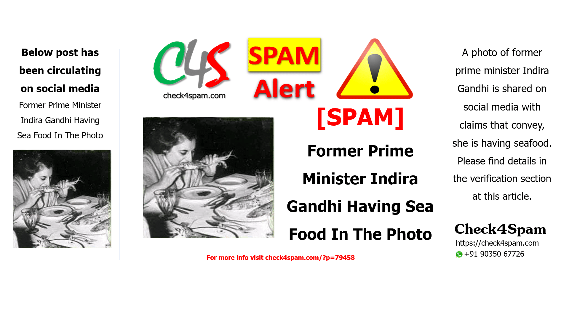 Former Prime Minister Indira Gandhi Having Sea Food In The Photo