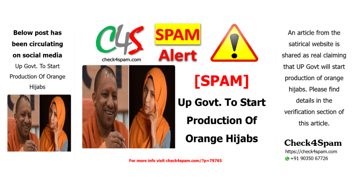 Up Govt. To Start Production Of Orange Hijabs